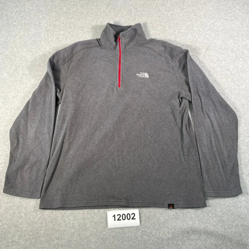 The North Face Polartec Fleece Jacket Mens Medium Gray Mock Neck Quarter Zip